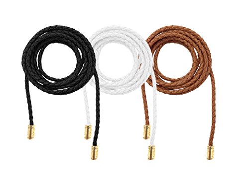 TeeYee Waist Belt Woven Knitted Rope/Chain PU leather 3 Pieces Tassel Rope Skinny Belt - color: 019blackwhitetan