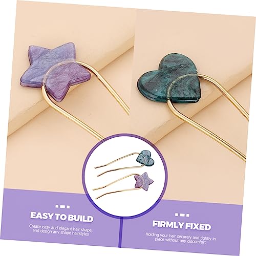 Mikinona 2Pcs Star Heart Hair Sticks for Women Stylish Hair Forks with Unique Design Smooth Surface for Gentle Grip for All Hair for Elegant Hairstyles