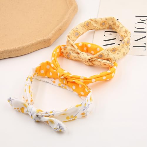 Baby Headbands Soft Stretchy Baby Girl Bows Newborn Infant Toddler Headwrap Hair Accessories - color: Yellow