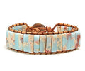 7 Chakra Bracelet Bohemian Handmade Leather Wrap Healing Protection Natural Stone Yoga Beaded Bracelets Boho Friendship Jewelry - color: Beige Emperor