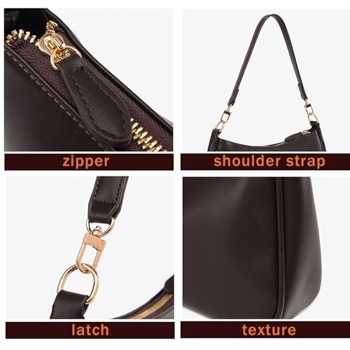Shoulder Bag for Women with 2 Removable Straps and Zipper Closure Crossbody Bags Clutch Tote HandBags Purses | with 2 Removable Straps - color: Coffee Color