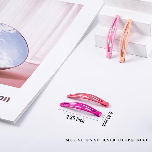16 PCS Snap Hair Clips Metal Barrettes for Women Non Slip Barrettes for Thick and Thin Fine Hair,Bright Multiple Red,2.36 x 0.43 Inches. - color: Bright Multiple Red
