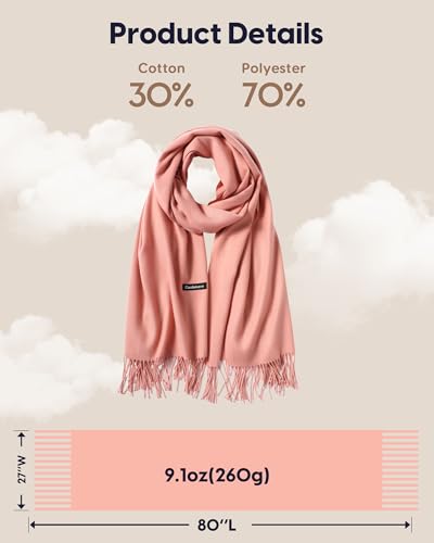 maamgic Women's Winter Scarf Soft Warm Scarf for Women Cozy Shawl Wraps for Women Lightweight Pashmina Style Wrap - color: Solid Nude Pink