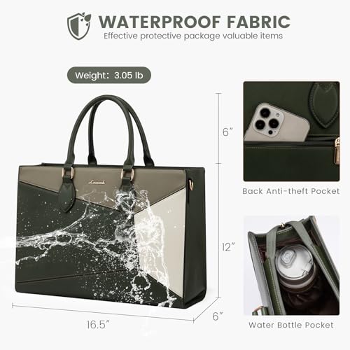 LOVEVOOK Laptop Tote Bag for Women Work Travel, Stylish Teacher Bag Purse Computer Bag, Nurse Bags Briefcase Business Handbag - color: White-pink - Off-white(leather), size: 15.6 Inch