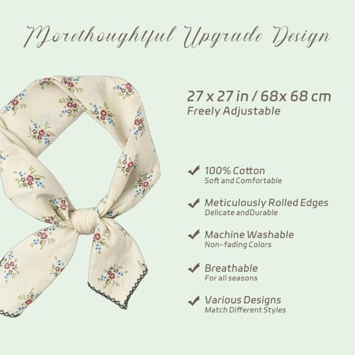 Cotton Bandana,Large Bandanas for Women,Head Coverings for Women,Head Scarf Handkerchief, Square Headband 27" x 27" - color: 27-17-retro-beige