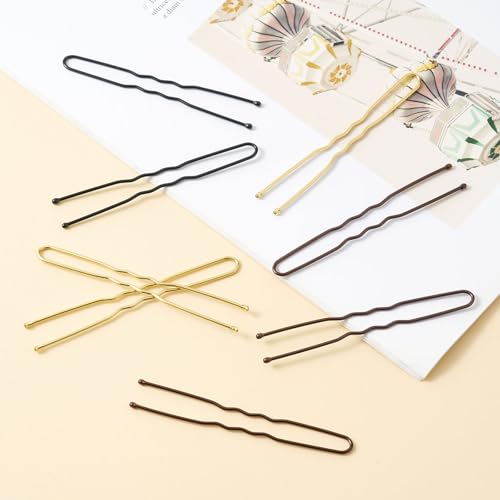 QIUTIMIY 200 Pcs 2.4 Inch U-Shaped Bobby Pins Mix Metal Hair Pins Hair Accessories for Women Stylists Hair Sticks Girl - color: Multi-colored, size: U-2.4in
