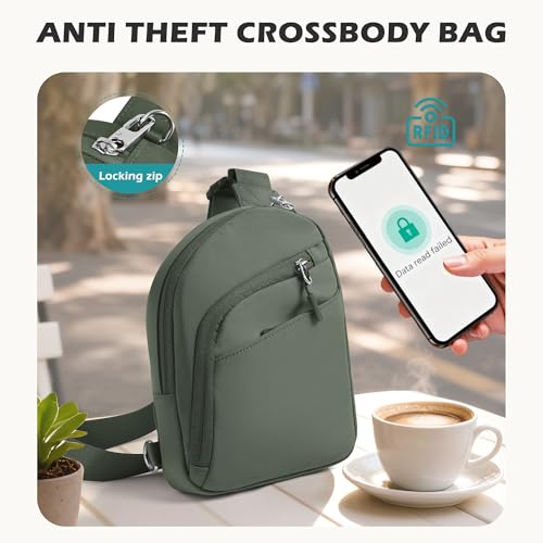 TOPEAST Anti Theft Crossbody Bags for Women Men, Small Sling Crossbody Bag Travel Purse Shoulder Wallet with RFID Blocking - color: 4-dark Green