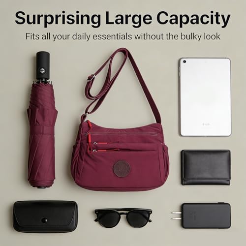 Solid Color Fashionable Multi-pocket Zipper Crossbody Bag for Women - Lightweight & Waterproof Shoulder Bag - color: Grey