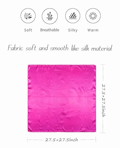 Hioyiwse Satin Square Scarf for Women Solid Color Emulation Silk Handkerchief Hair Ribbon Headband Handbag Purse - color: D7-rose Red(23.6*23.6inch)