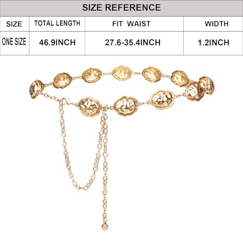 Luvatar Fashion Metal Waist Chain Belt Blouse Dress Sweater Chain Belt… - color: Gold-s15