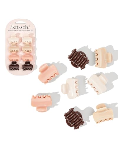 Kitsch Small Hair Clips for Women and Girls – Mini Claw Clips – Hair Accessories – Daily Styling, Recycled | Ideal Gifts for Women, Rosewood – 8pc Set - color: Rosewood