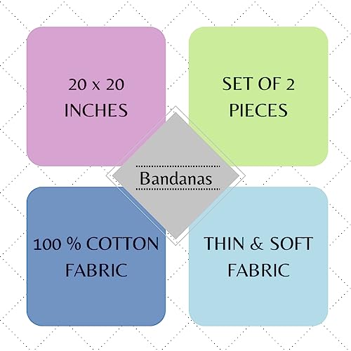 AVKA Studio 100% Cotton Bandanas for Women & Men, 2 Pack 20x20 Inch, 22x22 inch Hand Printed, Lightweight Cotton Handkerchief - color: Orange, size: 20 x 20 Inches