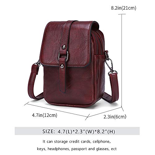 myfriday Vintage Crossbody Phone Bag for Women, Small PU Leather Shoulder Purse and Handbag - color: A-burgundy