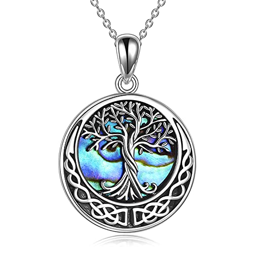 ONEFINITY Tree of Life Necklace 925 Sterling Silver Abalone Shell Celtic Knot Pendant Necklace for Women Jewelry - style: Abalone Shell Tree
