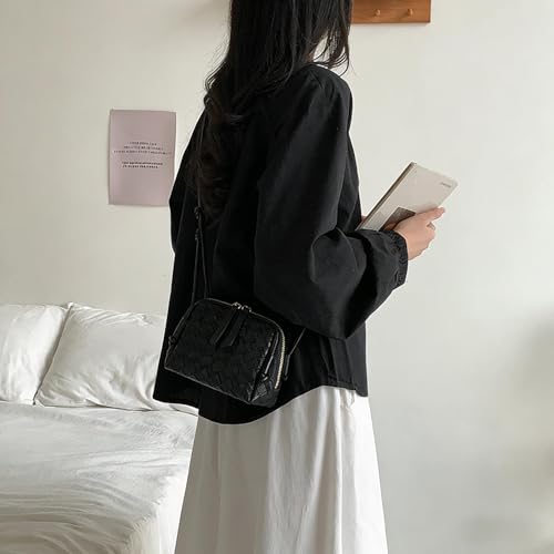 JYG Woven Crossbody Bags for Women PU Leather Handwoven Shoulder Bag Mini Satchel Purses with Adjustable Strap 2026 - color: Black