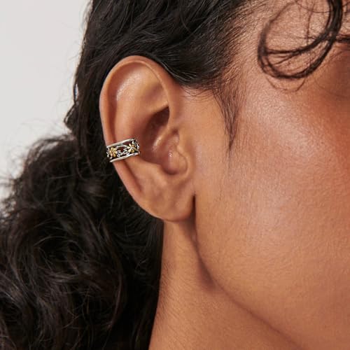 Cuff Earrings 925 Sterling Silver Ear Cuff Earrings Non-Piercing Fake Helix Cartilage Cuff Earrings Various Styles Ear Cuffs Fine Jewelry for Women - color: 5#daisy ear cuff