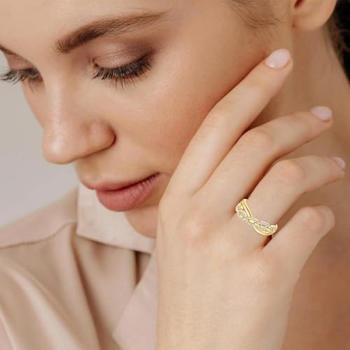 Gold Rings for Women Non Tarnish, 18K Gold Plated Trendy Stackable Gold Rings, Adjustable Open Statement Rings with Cubic Zirconia - color: Twisted Rings