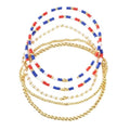 14K Gold Plated Beaded Bracelets Stack Set for Women,Stretch Boho Colorful Beads Ball Jewelry Friendship Summer Trendy - color: 4th of july