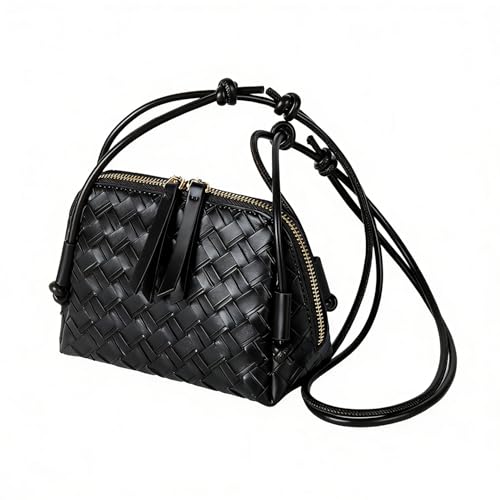 JYG Woven Crossbody Bags for Women PU Leather Handwoven Shoulder Bag Mini Satchel Purses with Adjustable Strap 2026 - color: Black