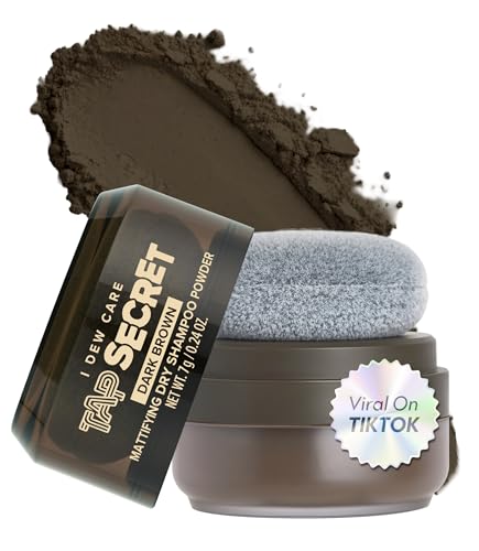 I DEW CARE Tap Secret Mattifying Dry Shampoo Powder - Hydrating Dry Scalp Shampoo for Oily Hair with Biotin & Black Ginseng - Travel Size & Vegan-Friendly Korean Hair Care 0.24oz (Dark Brown V2) - color: Dark Brown, size: 0.24 Ounce (Pack of 1)