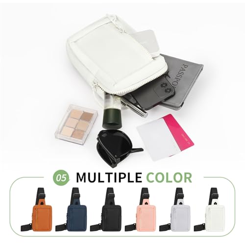 Mini Sling Bag for Men and Women, 7.5 Inch Small Anti Theft Crossbody Sling Backpack Nylon Chest Bag Fanny Pack for Travel Running Hiking (White) - color: White
