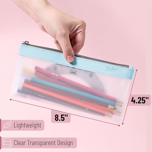 Mr. Pen- Clear Pencil Pouch, 8.50"x4.25", 3 Pack, Durable TPU Material | Medium Water-Resistant Pencil Bags with Smooth Zipper, Multipurpose Clear Pouch for Stationery, School, Office - color: Soft Pastel, size: 3 Pack, Medium