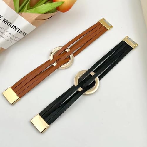 Todenb Circular Circle Leather Wrap Strand Bracelet,Bohemian Couples Friendship Strand Handmade Clasp Bangle Minimalist Elegant Multi-Layer Cuff Boho Layered Bracelets Holiday Jewelry - color: Z
