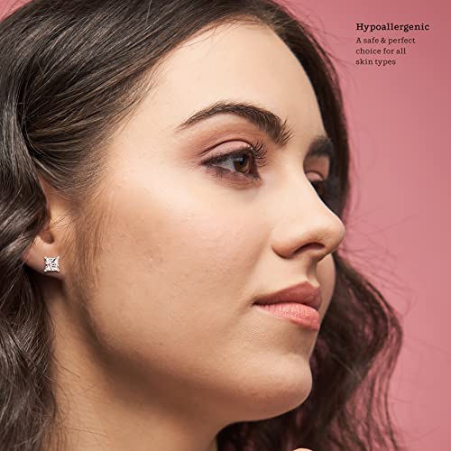 KEZEF Sterling Silver Stud Earrings for Women & Men - 4-Prong Setting Cubic Zirconia Earrings Studs - Premium CZ S925 Hypoallergenic - Available in 14K White and Yellow Gold, Rose Gold - 3mm to 9mm - color: 14K White Gold, size: 5mm - Modest