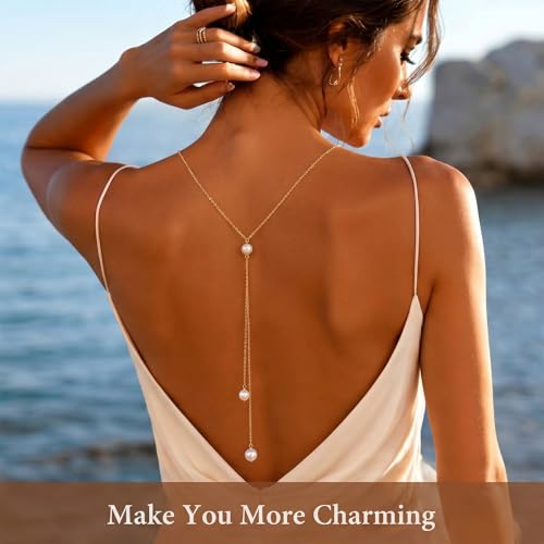Back Necklace for Backless Dress Body Chain Jewelry for Women Adjustable Rhinestone Chain Necklace Bridal Jewelry for Weddings Summer Vacation - color: A4:body chain