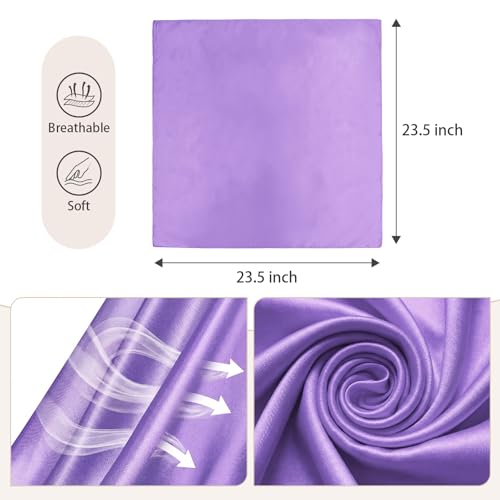 American Trends Women Silk Feeling Scarf Satin Head Scarves Square Wrap Neck Scarf Lightweight Silk Like Bandana - color: Purple