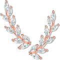 14K Gold or 925 Sterling Silver Plated Ear Crawler Earrings for Women - Crystal Leaf Ear Climber Earrings - Hypoallergenic, Safe for Sensitive Ears - color: 14K Rose Gold Plated