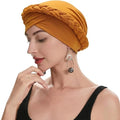ZLYC Chemo Headwear for Women Pre Tied Turban Headwear Lightweight Beanie Hat - color: Braid Yellow