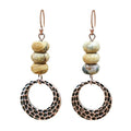 Boho Earrings for women, Hammered Copper Earrings, Bohemian Beaded Gemstone Rustic Jewelry, African Opal Earrings Handmade - style: Hammerd Thick Hoop