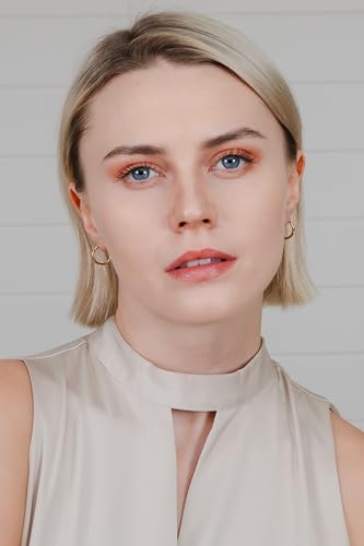 Hoops & Loops 925 Sterling Silver Diamond-Cut Hoop Earrings for Women, 2mm Textured Lightweight Click Top Hoops, 15mm 20mm 25mm 30mm, Silver 14k Yellow Gold & Rose Gold Flash Plated - color: Gold - 15mm (0.59'')