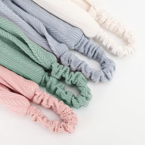 AQOKKA Elastic Knotted Headbands for Women Wheat Pattern Cloth Head Hair Bands for Women's Hair Non Slip Boho Wrap Twisted Hair Accessories - color: 8 Pack Cross Wheat-pattern Elastic Band B