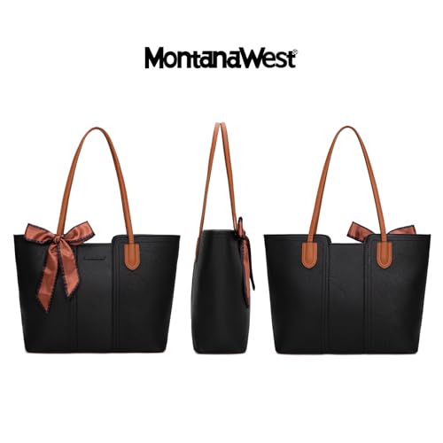 Montana West Tote Bags for Women Top Handle Satchel Purses - color: Jet Black