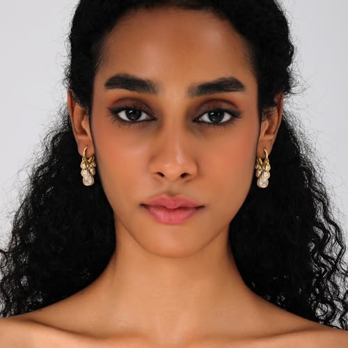 Huggie Earrings for Women 14K Gold Plated Earrings Dainty Statement Sterling Silver Cute Dangle Earring Hypoallergenic Huggie Hoop Earrings for Wome Trendy Prom Party Jewelry Gift - color: 6-Gold