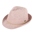 Funky Junque Straw Fedora Hats for Women - UPF 50+ Sun Hat, Short Brim Packable Beach Hat with Woven Pattern - color: Sequin - Rose