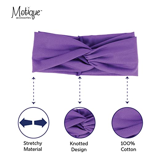 Motique Accessories Purple Solid Twist Turband Headwrap Hair Band for Women - color: Purple