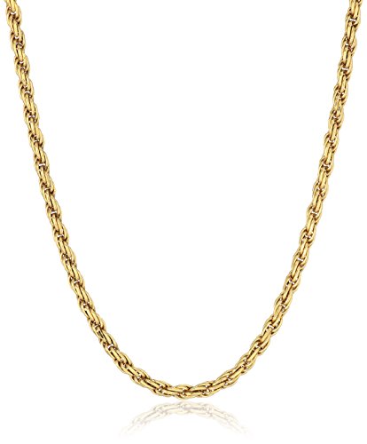 Amazon Essentials Sterling Silver Diamond Cut Rope Chain Necklace - color: Yellow Gold, size: 20"
