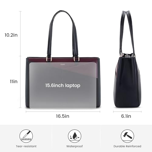 LOVEVOOK Laptop Tote Bag for Women, Office Work Bag Briefcase fit for 15.6 inch Laptop, Large Capacity Teacher Computer Bag Handbag Black/Purple - color: Black/Purple 15.6 Inch, size: 15.6 inch