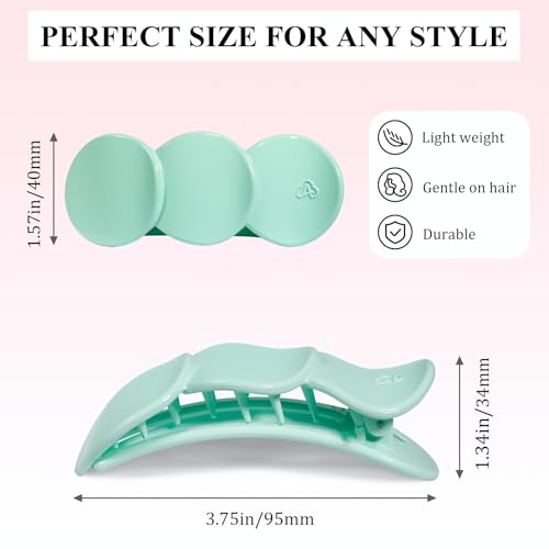Medium Flat Hair Clips for Women, French Claw Clips Strong Hold for Thick & Thin Hair, Duckbill Hair Clips Non Slip for Driving Yoga - White, Pink, Purple, Green, 4pcs - color: White, Pink, Purple, Green