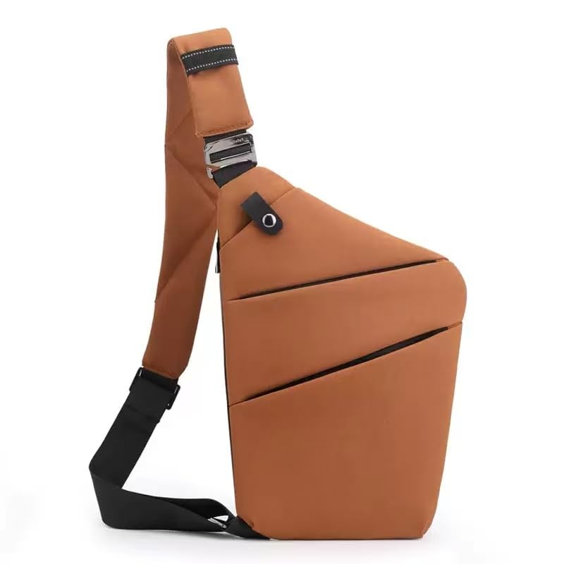 Crossbody Travel Bags for Women, Anti Theft Proof Safe Slim Sling Travel Purses, Personal Flex Shoulder Bag for Men Women - color: Brown, size: Left Shoulder
