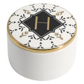 COLLECTIVE HOME - Monogram Jewelry Box, Bohemian Ceramic Trinket Box, Storage for Necklace Ring Bracelet Keys, Birthday Mother's Day Christmas Gift for Women, 3.25" x 2.5" (H) - color: H