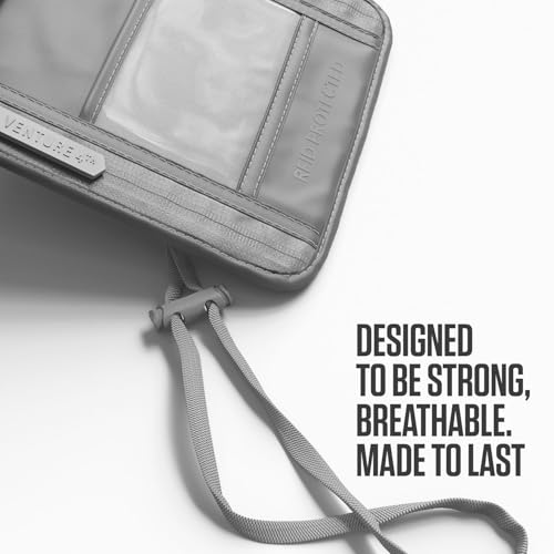 VENTURE 4TH Neck Wallet for Women & Men – RFID Blocking Passport Holder for Travel, Hidden Neck Pouch with 6 Compartments, Slim Lightweight Travel Organizer with Adjustable Strap (Sleek Silver) - color: Sleek Silver