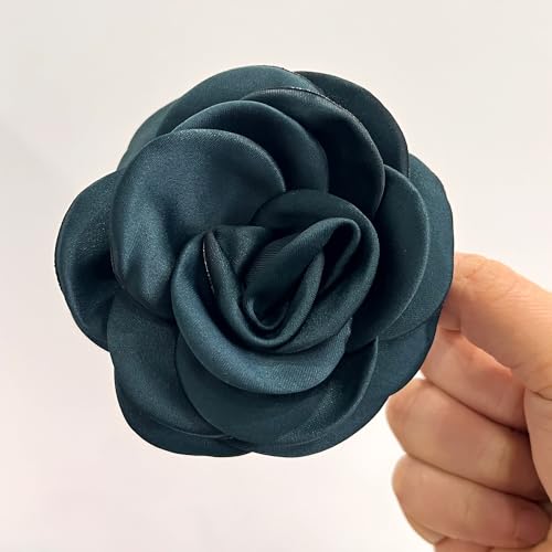 Sanrich Women's Brooches 4pcs Rose Flower Hair Clip Mexican Hair Flowers Clips Hairpin Brooch Tea Party Hats Headpieces (blackish green) - color: blackish green