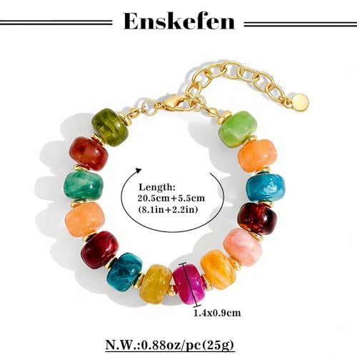 Chunky Beaded Bracelets for Women Boho Multicolor Acrylic Resin Beads Bracelet Adjustable Statement Bracelet Summer Beaded Jewelry - color: Beads bracelet-colorful