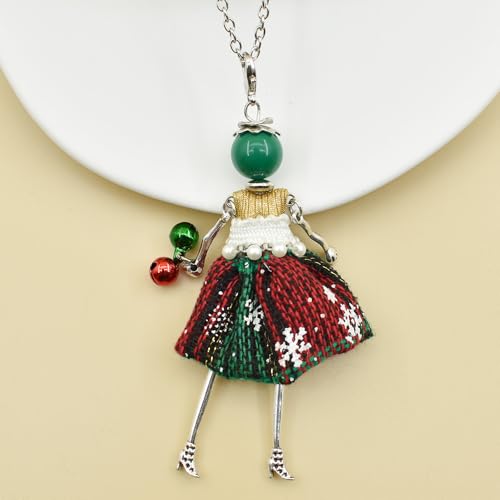 Crystal Paris Doll Necklace for Women, Handmade Cute Dress Long Chain Pendant Necklace Prom Costume Jewelry - style: 15