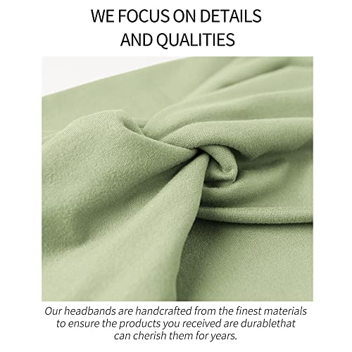 Jesries 10 PCS Women Headbands African Wide Hair Wrap Extra Turban Head Bands for Lady Large Sport Workout Stretch Non-slip Big Hair Bands - color: Army green
