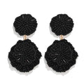 Statement Beaded Drop Earrings for Women Layered Bead Dangle Earrings - color: Black